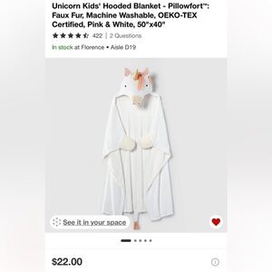 Pillowfort Unicorn Kids' Hooded Blanket - Pink & White